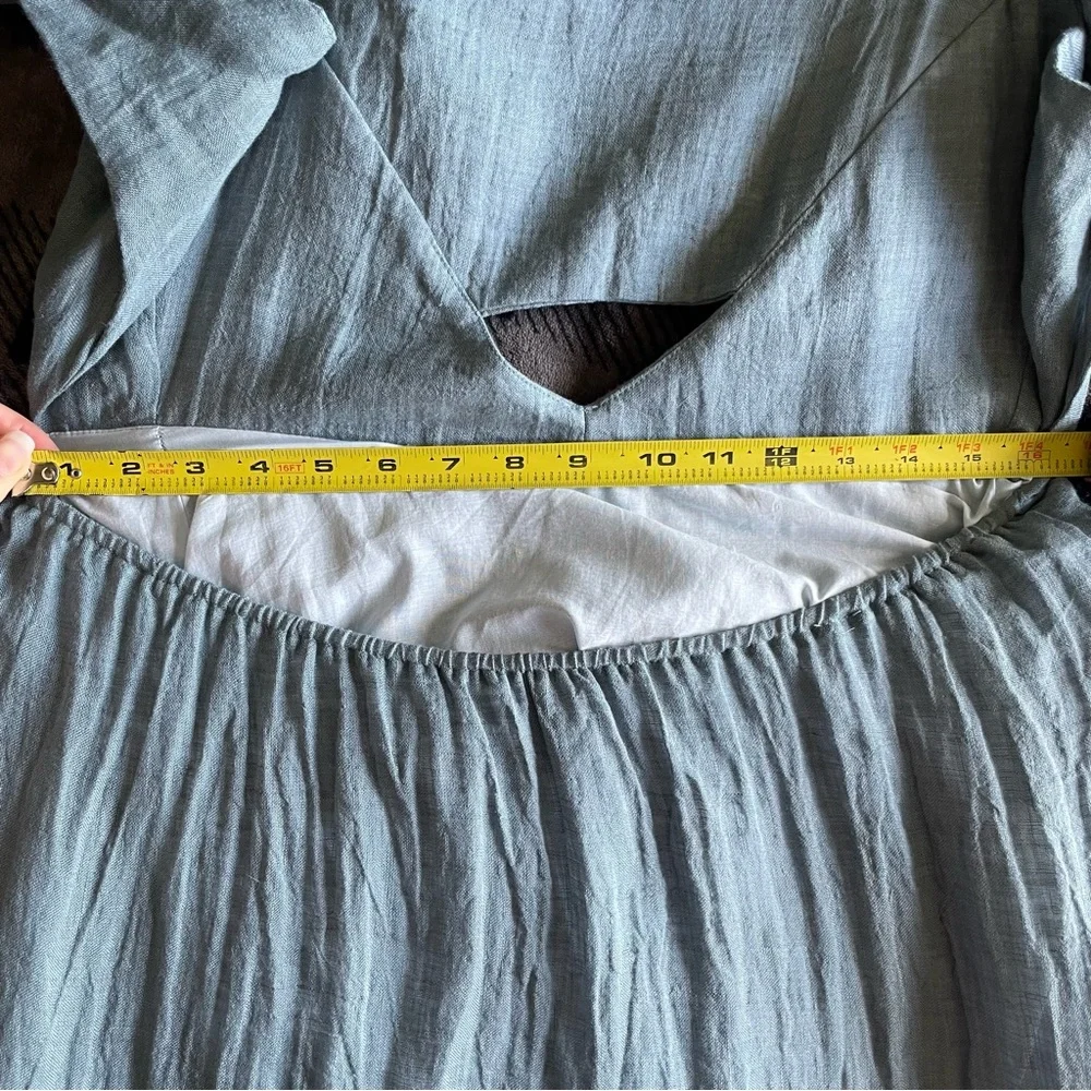 NWT Rumer (Anthropologie) 100% Linen Mia Maxi Dress Liberty Blue/Green Sm ($349) - Picture 12 of 13